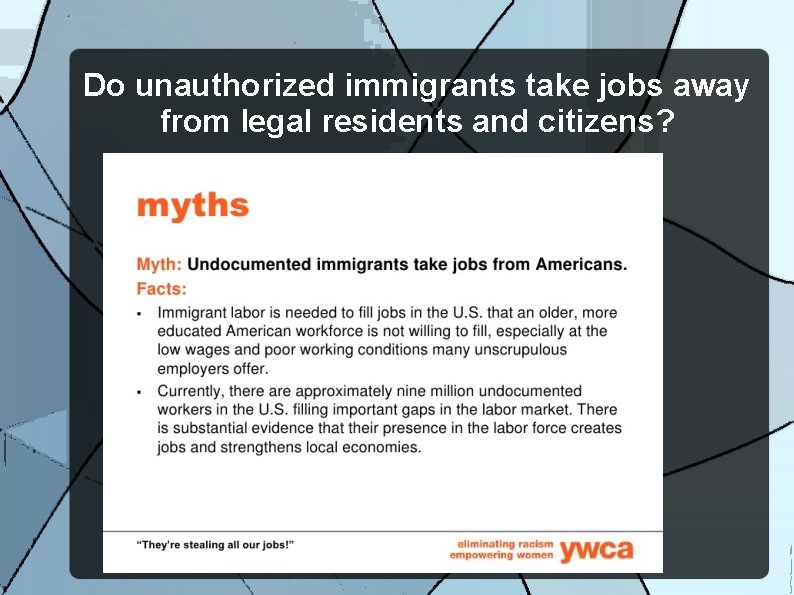 Do unauthorized immigrants take jobs away from legal residents and citizens? 