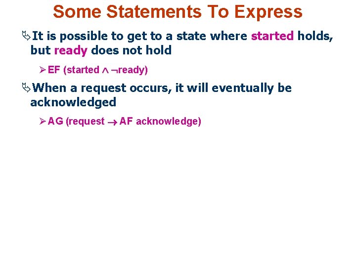 Some Statements To Express ÄIt is possible to get to a state where started