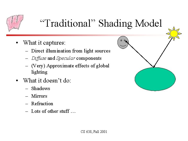 “Traditional” Shading Model • What it captures: – Direct illumination from light sources –