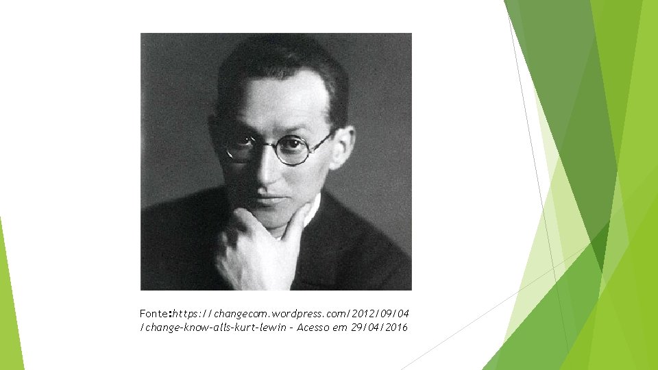 Fonte: https: //changecom. wordpress. com/2012/09/04 /change-know-alls-kurt-lewin – Acesso em 29/04/2016 