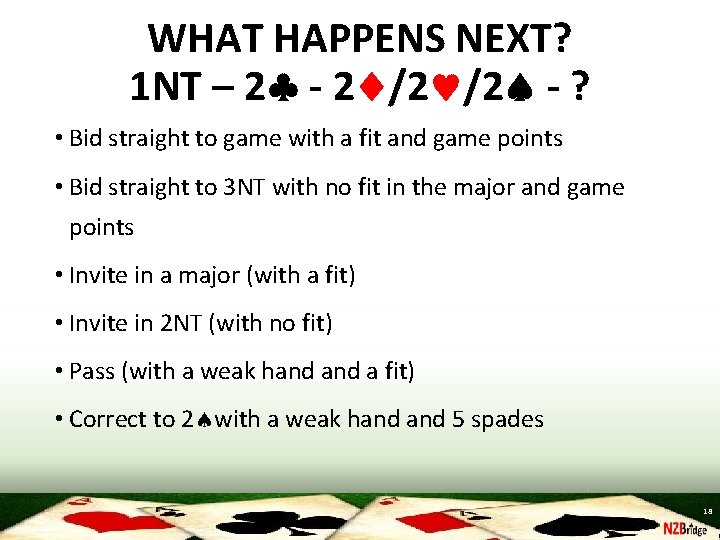 WHAT HAPPENS NEXT? 1 NT – 2 - 2 /2 /2 - ? •
