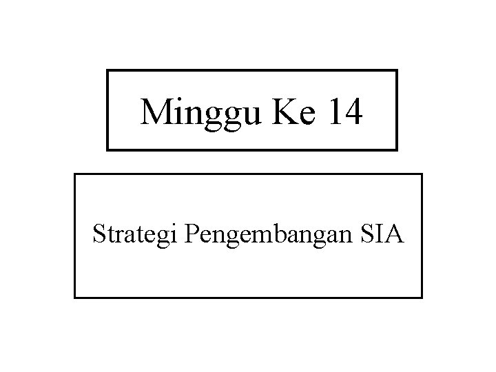 Minggu Ke 14 Strategi Pengembangan SIA 