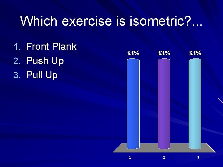 Which exercise is isometric? . . . 1. Front Plank 2. Push Up 3.
