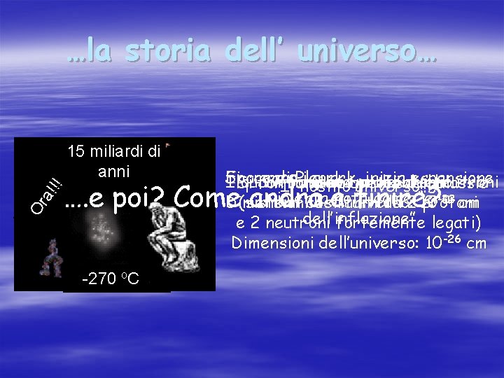 …la storia dell’ universo… -43 -5 secondi 10 10 secondi 300 110 miliardo 000