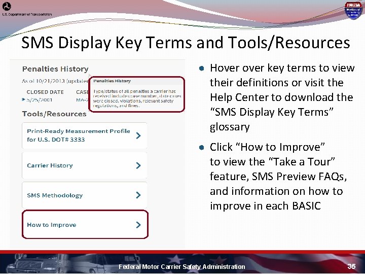 SMS Display Key Terms and Tools/Resources ● Hover key terms to view their definitions