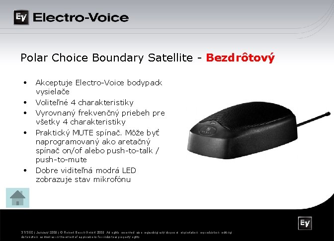 Polar Choice Boundary Satellite - Bezdrôtový • • • Akceptuje Electro-Voice bodypack vysielače Voliteľné