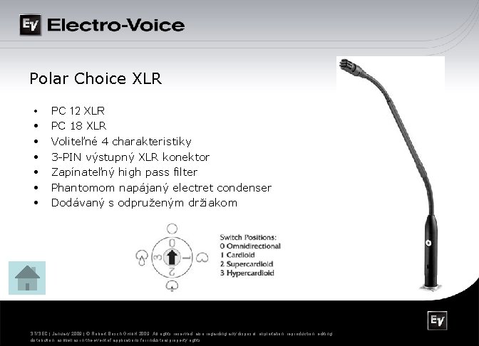 Polar Choice XLR • • PC 12 XLR PC 18 XLR Voliteľné 4 charakteristiky