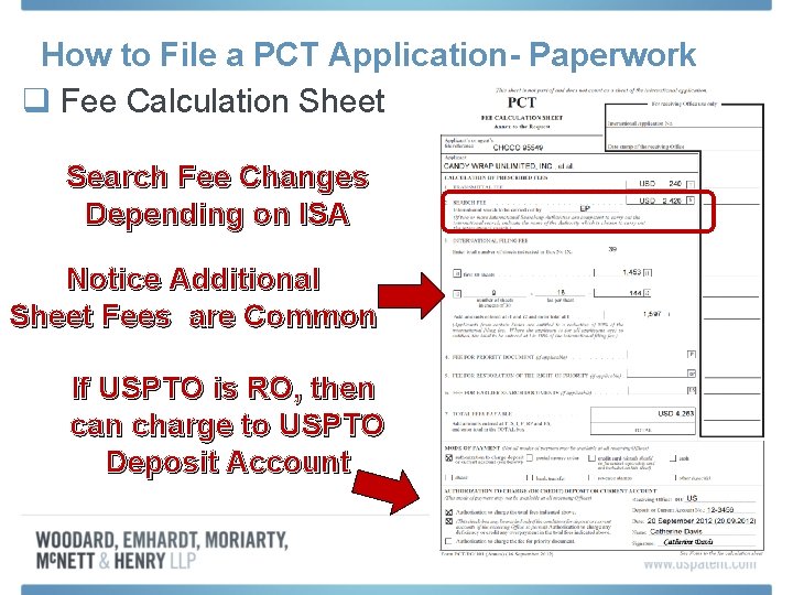 How to File a PCT Application- Paperwork q Fee Calculation Sheet Search Fee Changes