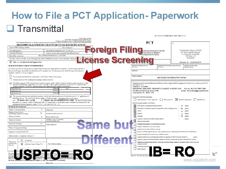 How to File a PCT Application- Paperwork q Transmittal Foreign Filing License Screening 