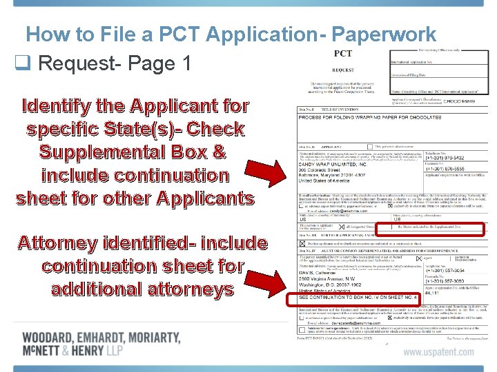 How to File a PCT Application- Paperwork q Request- Page 1 Identify the Applicant