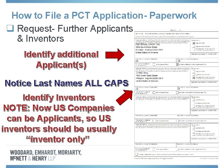 How to File a PCT Application- Paperwork q Request- Further Applicants & Inventors Identify
