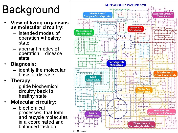 Background • View of living organisms as molecular circuitry: – intended modes of operation