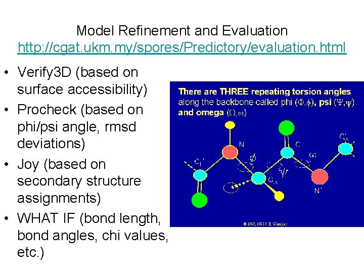 Model Refinement and Evaluation http: //cgat. ukm. my/spores/Predictory/evaluation. html • Verify 3 D (based