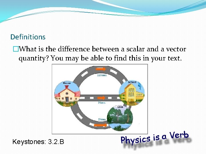 Definitions �What is the difference between a scalar and a vector quantity? You may