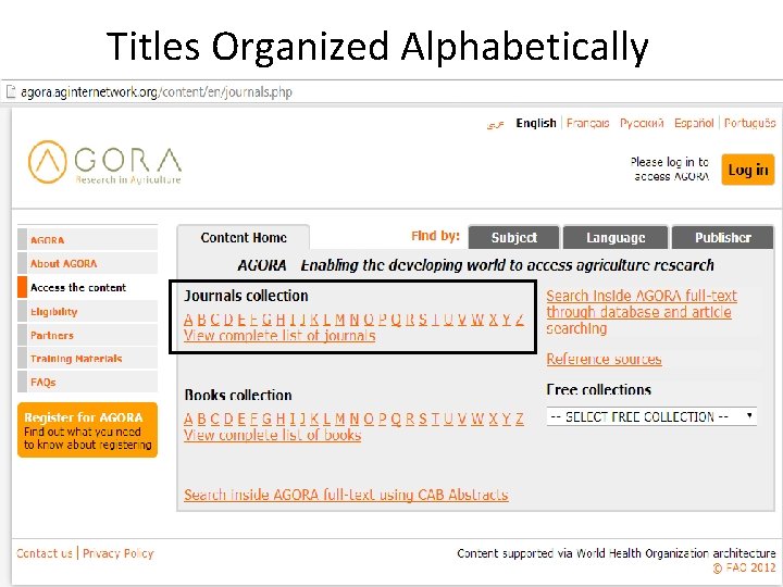 Titles Organized Alphabetically 