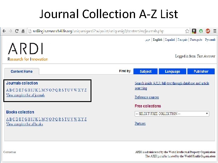 Journal Collection A-Z List 