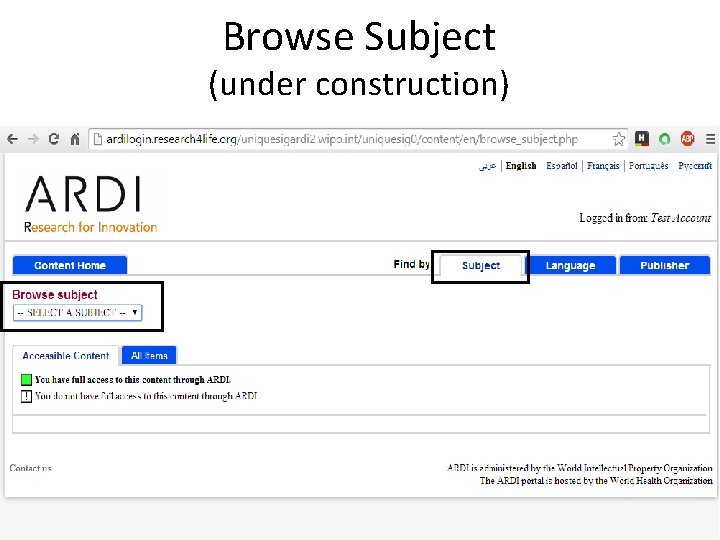 Browse Subject (under construction) 