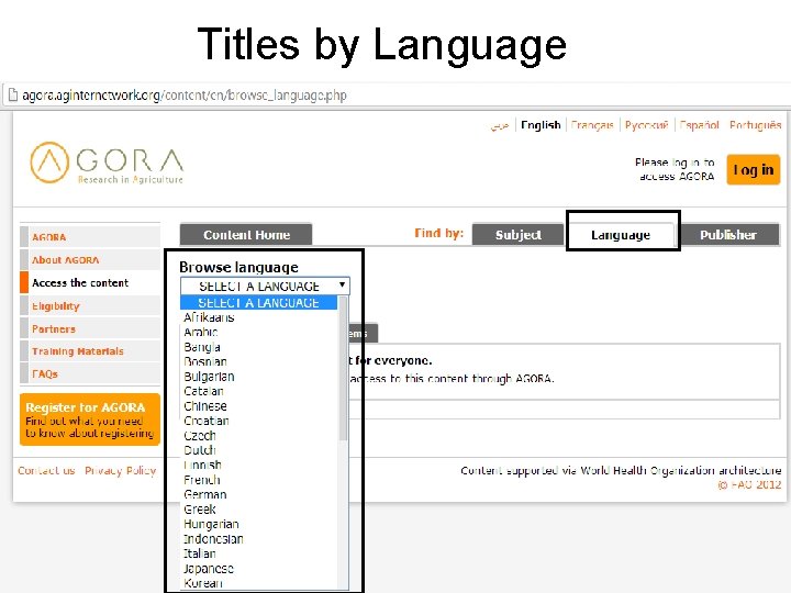 Titles by Language 