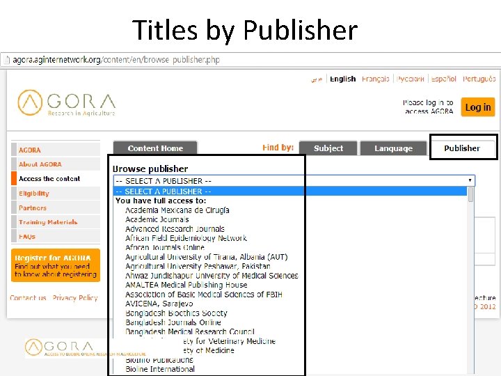 Titles by Publisher 