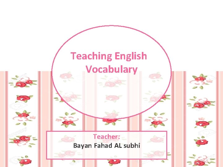 Teaching English Vocabulary Teacher: Bayan Fahad AL subhi 