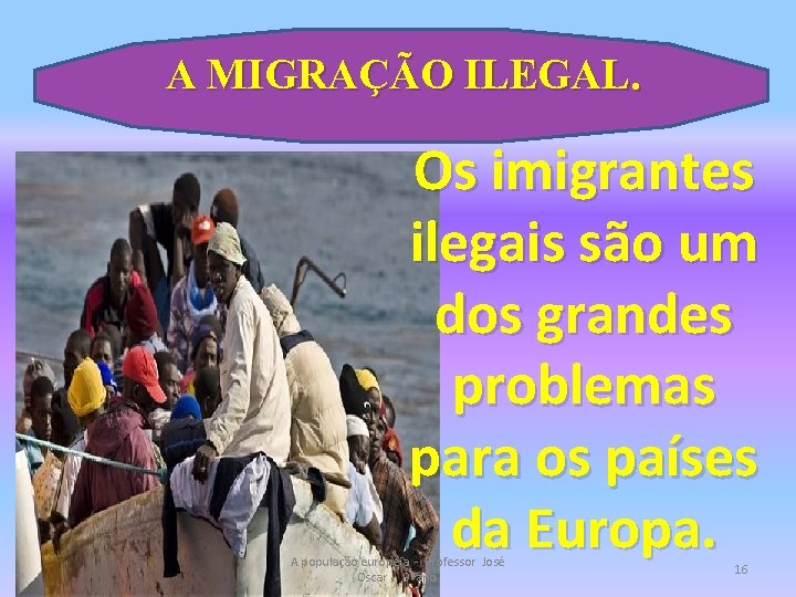 A MIGRAÇÃO ILEGAL. Os imigrantes ilegais são um dos grandes problemas para os países