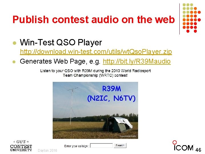 Publish contest audio on the web l Win-Test QSO Player l http: //download. win-test.