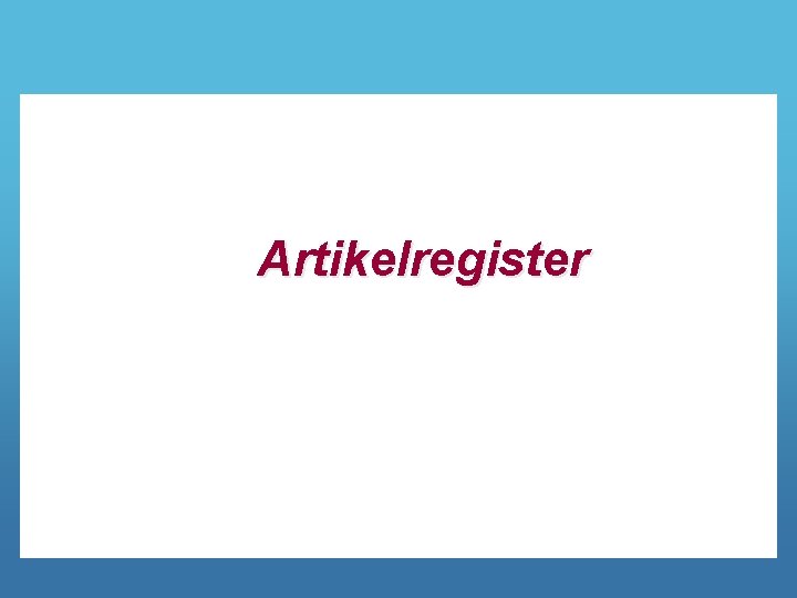 Artikelregister 