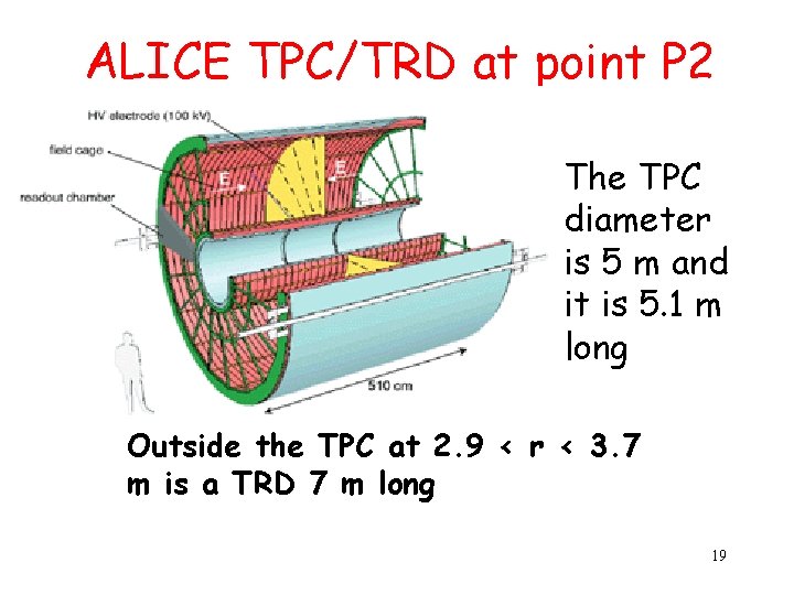 ALICE TPC/TRD at point P 2 The TPC diameter is 5 m and it