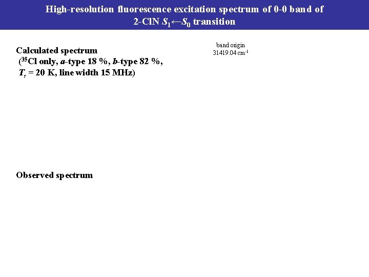 High-resolution fluorescence excitation spectrum of 0 -0 band of 2 -Cl. N S 1←S