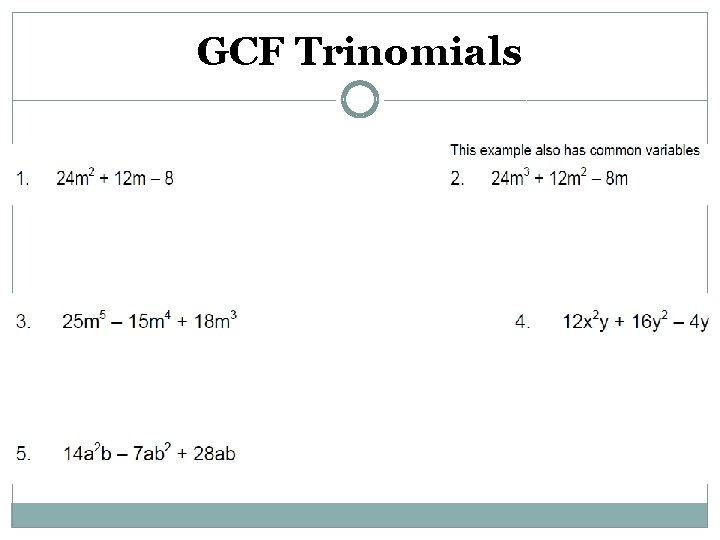 GCF Trinomials 
