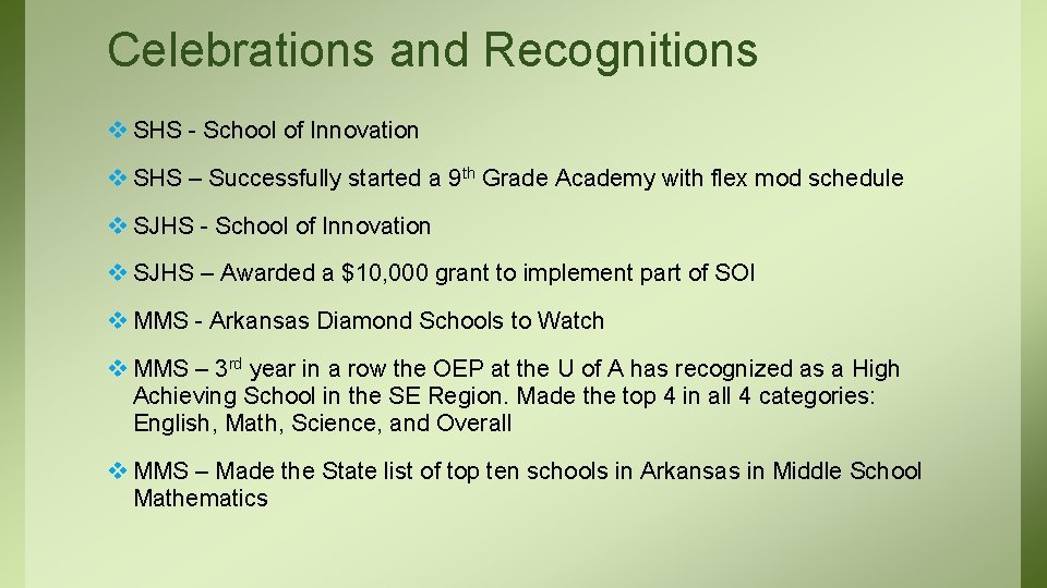 Celebrations and Recognitions v SHS - School of Innovation v SHS – Successfully started