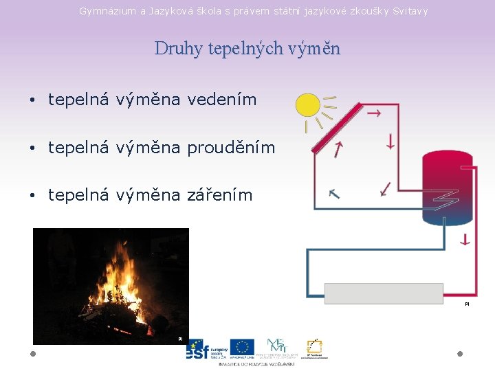 Gymnázium a Jazyková škola s právem státní jazykové zkoušky Svitavy Druhy tepelných výměn •