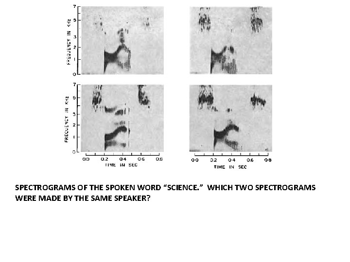 SPECTROGRAMS OF THE SPOKEN WORD “SCIENCE. ” WHICH TWO SPECTROGRAMS WERE MADE BY THE