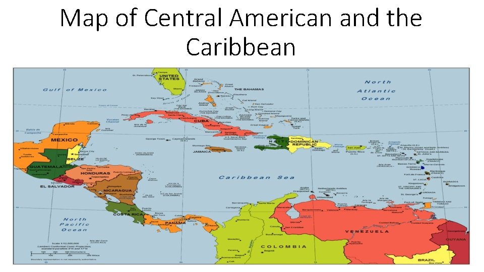 Map of Central American and the Caribbean 