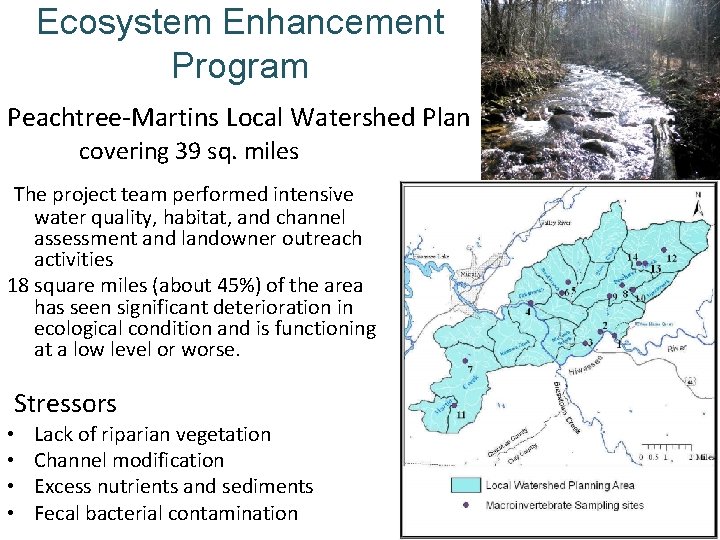 Ecosystem Enhancement Program Peachtree-Martins Local Watershed Plan covering 39 sq. miles The project team
