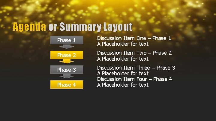 Agenda or Summary Layout Phase 1 Discussion Item One – Phase 1 A Placeholder