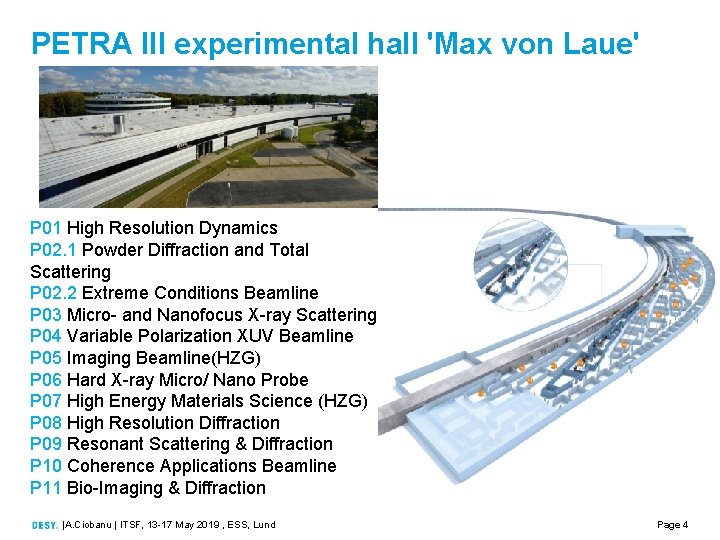 PETRA III experimental hall 'Max von Laue' P 01 High Resolution Dynamics P 02.