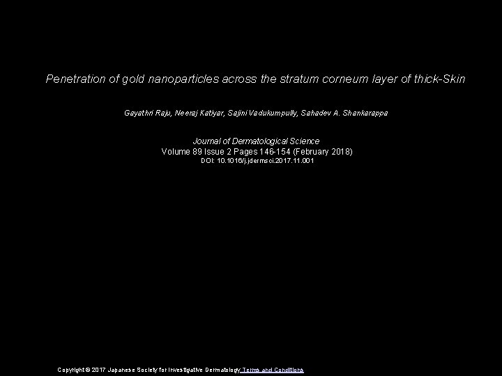 Penetration of gold nanoparticles across the stratum corneum layer of thick-Skin Gayathri Raju, Neeraj
