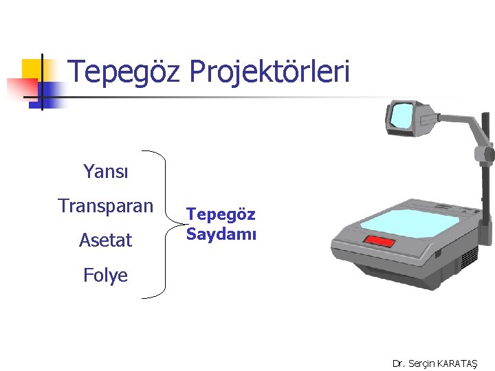 Tepegöz Projektörleri Yansı Transparan Asetat Tepegöz Saydamı Folye Dr. Serçin KARATAŞ 