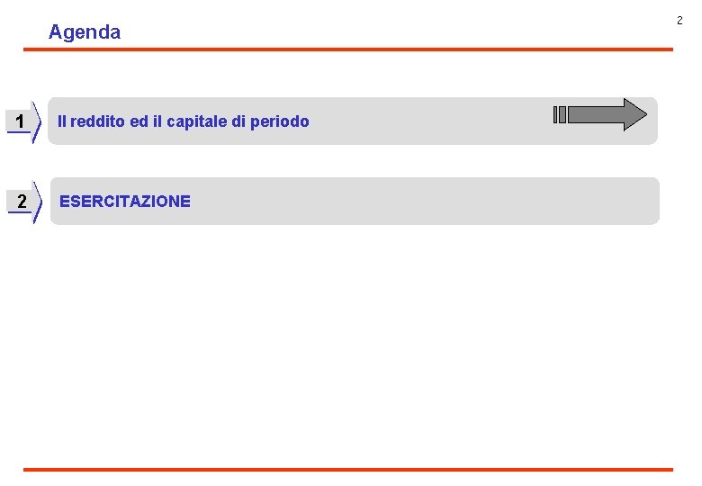 Agenda 1 Il reddito ed il capitale di periodo 2 ESERCITAZIONE 2 