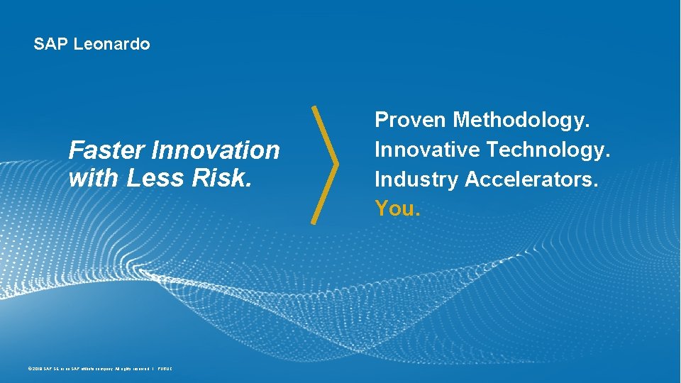 SAP Leonardo Faster Innovation with Less Risk. © 2018 SAP SE or an SAP