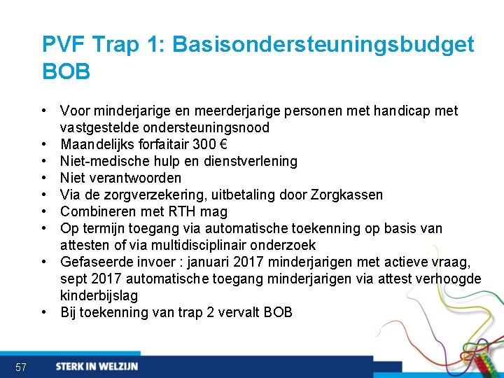 PVF Trap 1: Basisondersteuningsbudget BOB • Voor minderjarige en meerderjarige personen met handicap met