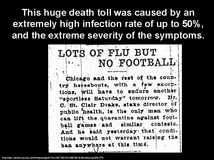This huge death toll was caused by an extremely high infection rate of up