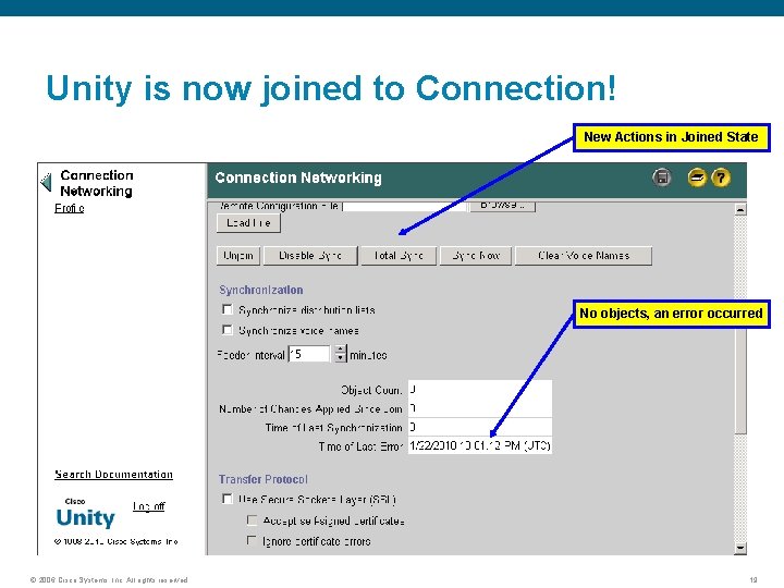 Unity is now joined to Connection! New Actions in Joined State No objects, an