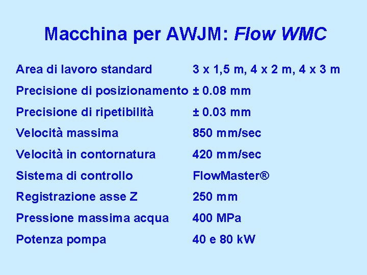 Macchina per AWJM: Flow WMC Area di lavoro standard 3 x 1, 5 m,