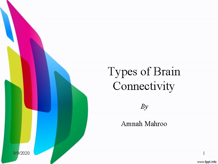 Types of Brain Connectivity By Amnah Mahroo 9/9/2020 1 