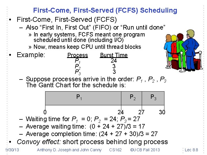 First-Come, First-Served (FCFS) Scheduling • First-Come, First-Served (FCFS) – Also “First In, First Out”