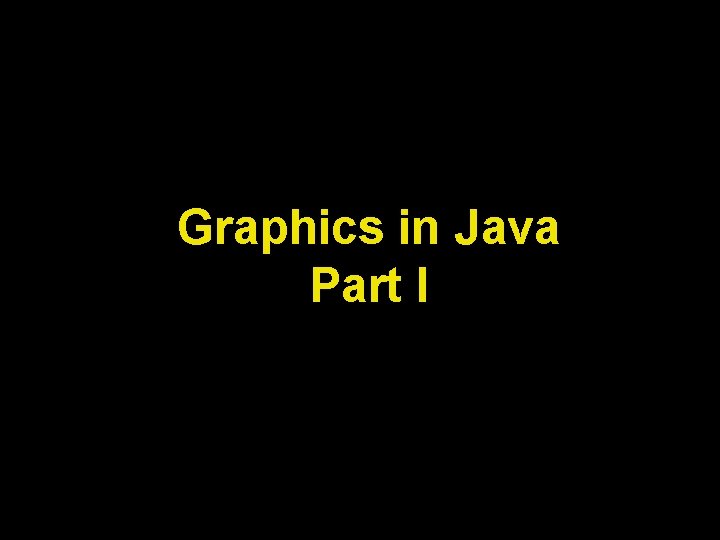 Graphics in Java Part I 