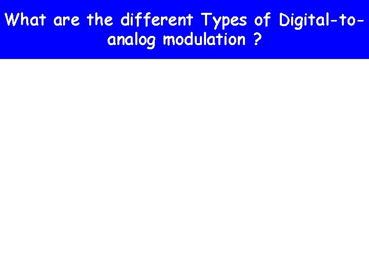 What are the different Types of Digital-toanalog modulation ? 