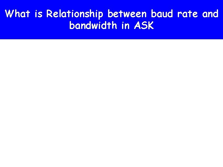 What is Relationship between baud rate and bandwidth in ASK 